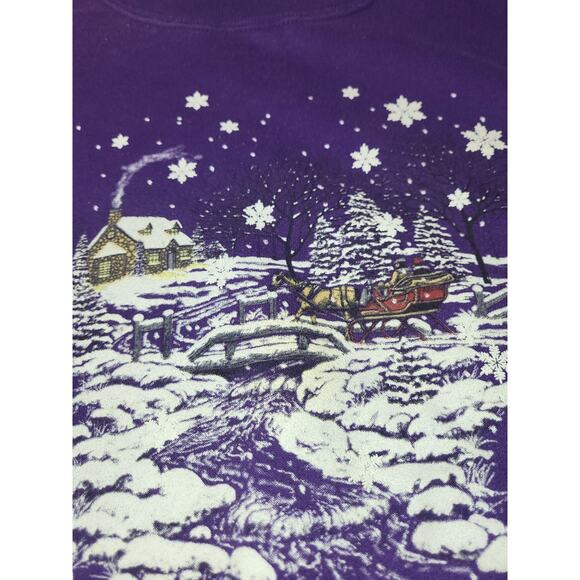 Vintage Pleasant Shade Double Crew Graphic Sweatshirt Winter Scenery Snow 3X - Picture 6 of 7